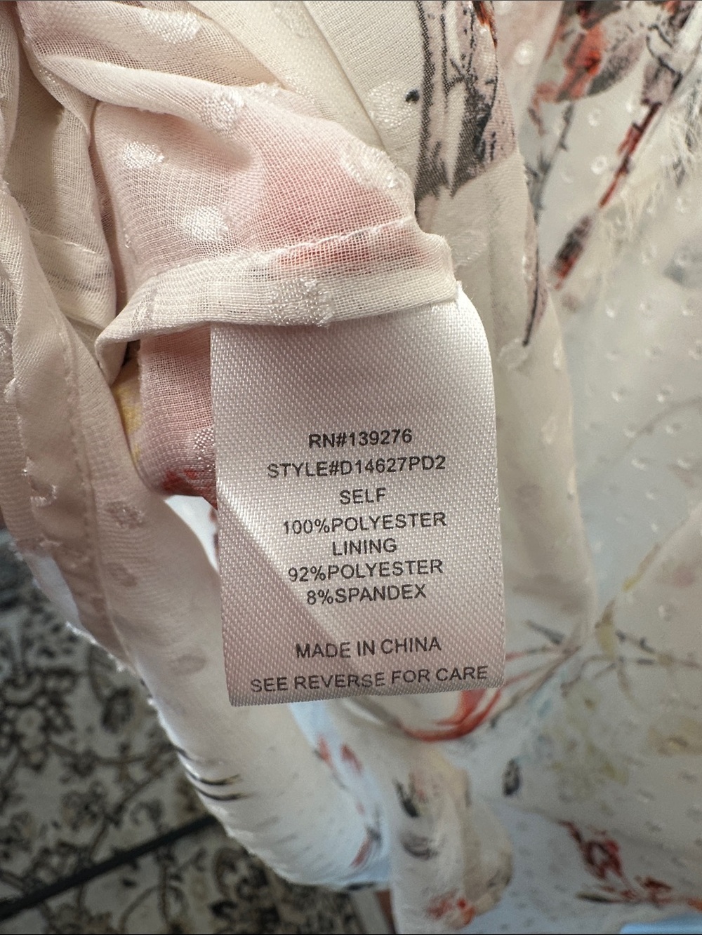Daniel Rainn Ivory Sheer Swiss Dot Blouse with Multicolor Floral Print - Picture 8 of 9